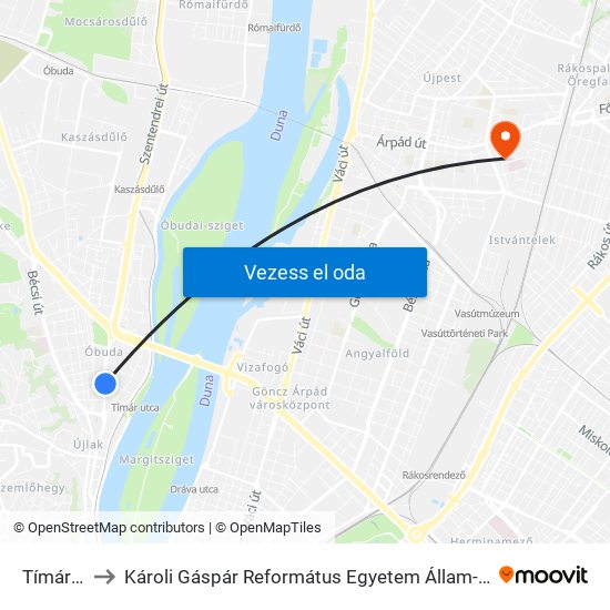 Tímár Utca to Károli Gáspár Református Egyetem Állam- És Jogtudományi Kar map