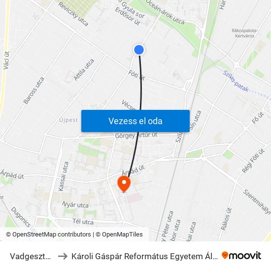 Vadgesztenye Utca to Károli Gáspár Református Egyetem Állam- És Jogtudományi Kar map