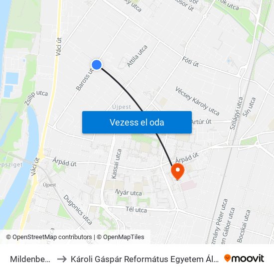 Mildenberger Utca to Károli Gáspár Református Egyetem Állam- És Jogtudományi Kar map