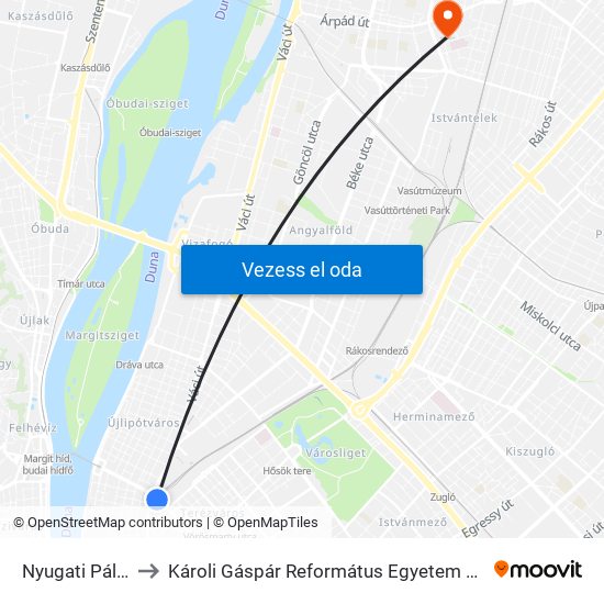 Nyugati Pályaudvar M to Károli Gáspár Református Egyetem Állam- És Jogtudományi Kar map