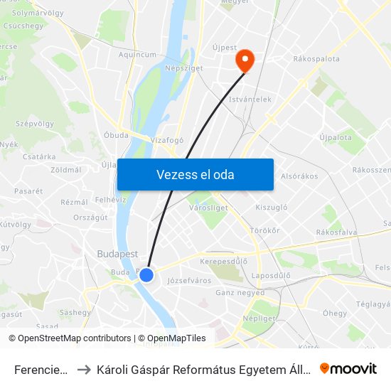 Ferenciek Tere M to Károli Gáspár Református Egyetem Állam- És Jogtudományi Kar map