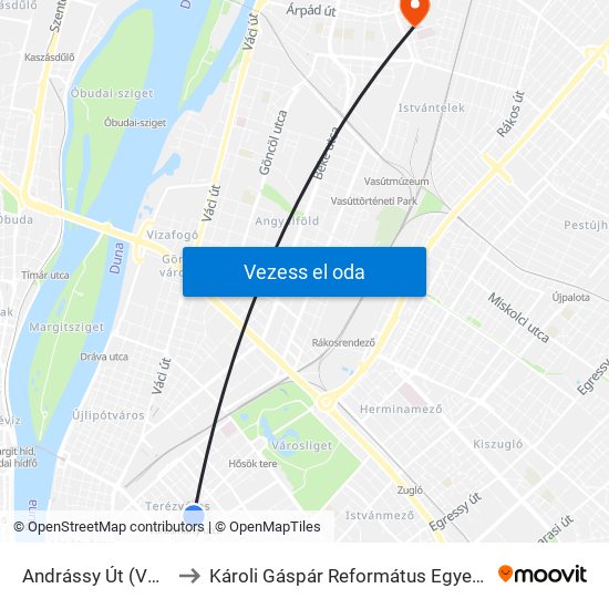 Andrássy Út (Vörösmarty Utca M) to Károli Gáspár Református Egyetem Állam- És Jogtudományi Kar map