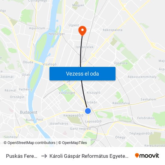 Puskás Ferenc Stadion M to Károli Gáspár Református Egyetem Állam- És Jogtudományi Kar map