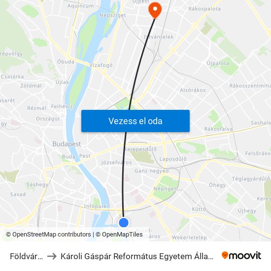 Földváry Utca to Károli Gáspár Református Egyetem Állam- És Jogtudományi Kar map