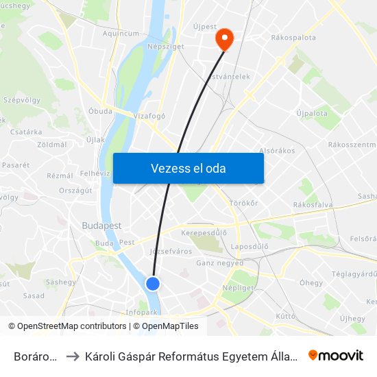 Boráros Tér H to Károli Gáspár Református Egyetem Állam- És Jogtudományi Kar map