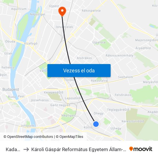 Kada Utca to Károli Gáspár Református Egyetem Állam- És Jogtudományi Kar map