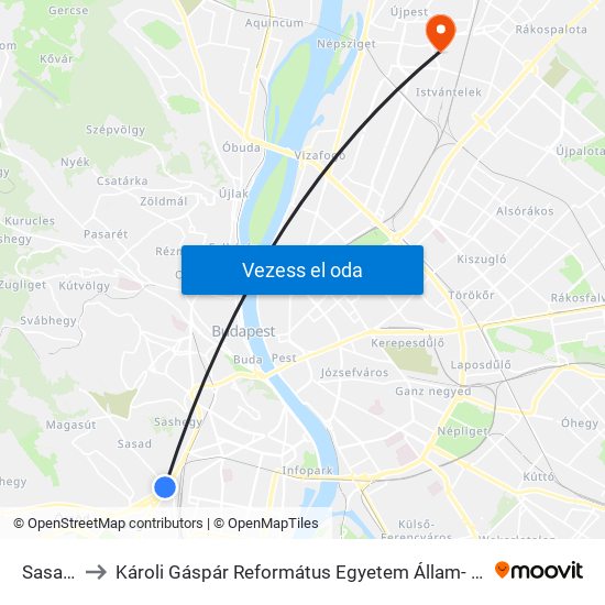 Sasadi Út to Károli Gáspár Református Egyetem Állam- És Jogtudományi Kar map