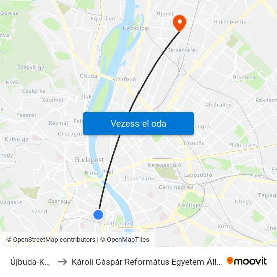 Újbuda-Központ M to Károli Gáspár Református Egyetem Állam- És Jogtudományi Kar map