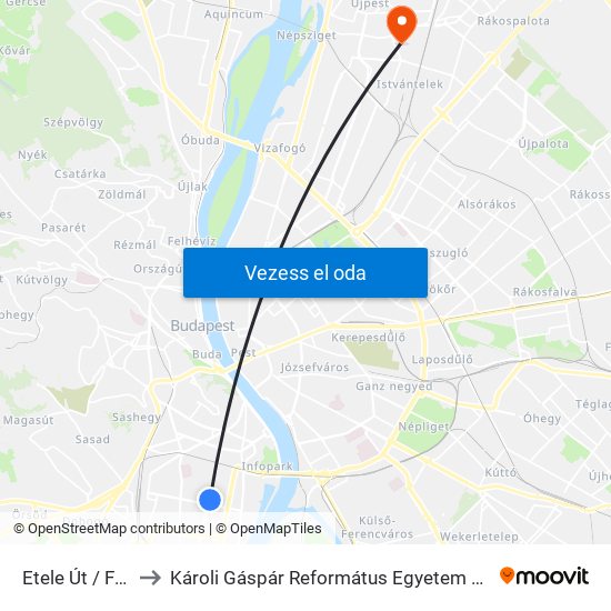 Etele Út / Fehérvári Út to Károli Gáspár Református Egyetem Állam- És Jogtudományi Kar map