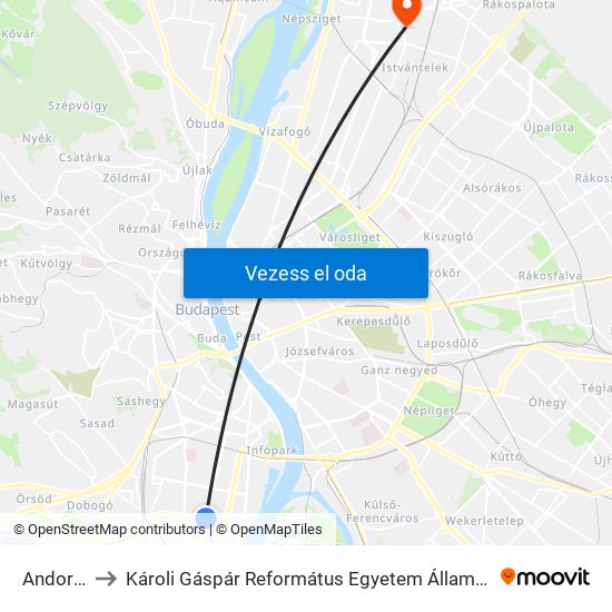 Andor Utca to Károli Gáspár Református Egyetem Állam- És Jogtudományi Kar map