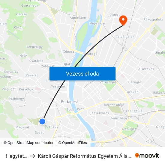 Hegytető Utca to Károli Gáspár Református Egyetem Állam- És Jogtudományi Kar map