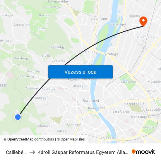 Csillebérc, Kfki to Károli Gáspár Református Egyetem Állam- És Jogtudományi Kar map