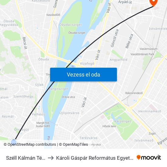 Széll Kálmán Tér M (Csaba Utca) to Károli Gáspár Református Egyetem Állam- És Jogtudományi Kar map