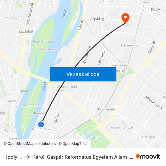 Ipoly Utca to Károli Gáspár Református Egyetem Állam- És Jogtudományi Kar map