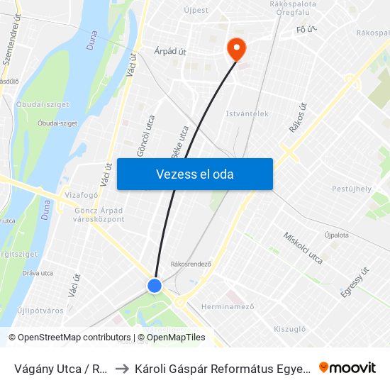 Vágány Utca / Róbert Károly Körút to Károli Gáspár Református Egyetem Állam- És Jogtudományi Kar map