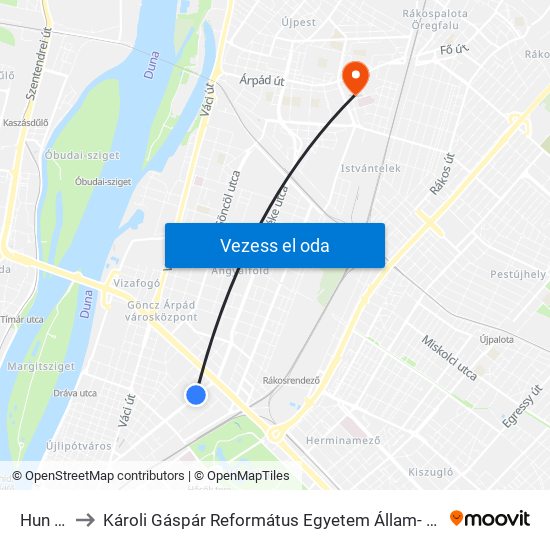 Hun Utca to Károli Gáspár Református Egyetem Állam- És Jogtudományi Kar map