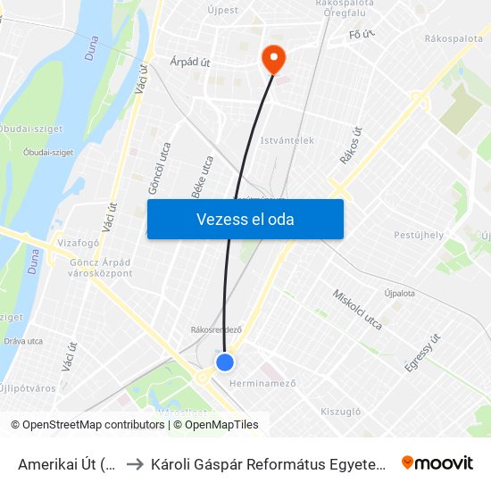 Amerikai Út (Mexikói Út M) to Károli Gáspár Református Egyetem Állam- És Jogtudományi Kar map