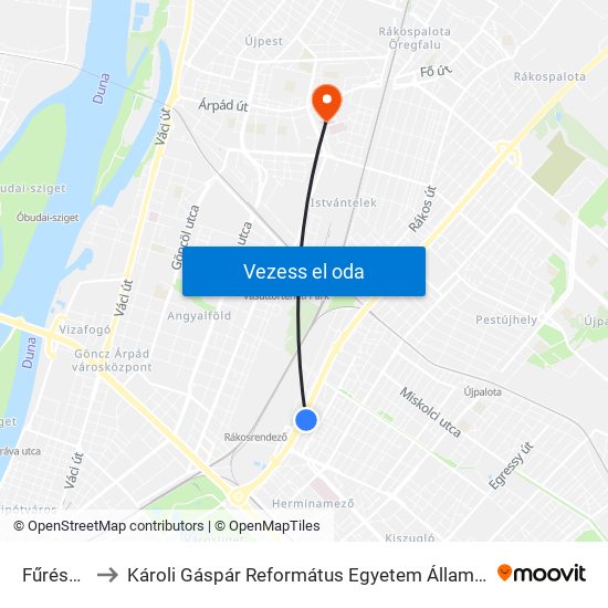 Fűrész Utca to Károli Gáspár Református Egyetem Állam- És Jogtudományi Kar map