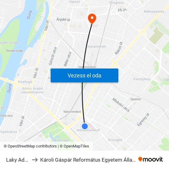 Laky Adolf Utca to Károli Gáspár Református Egyetem Állam- És Jogtudományi Kar map