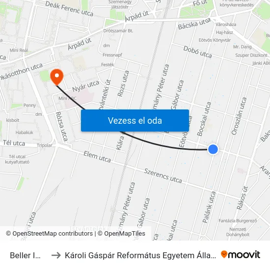 Beller Imre Utca to Károli Gáspár Református Egyetem Állam- És Jogtudományi Kar map