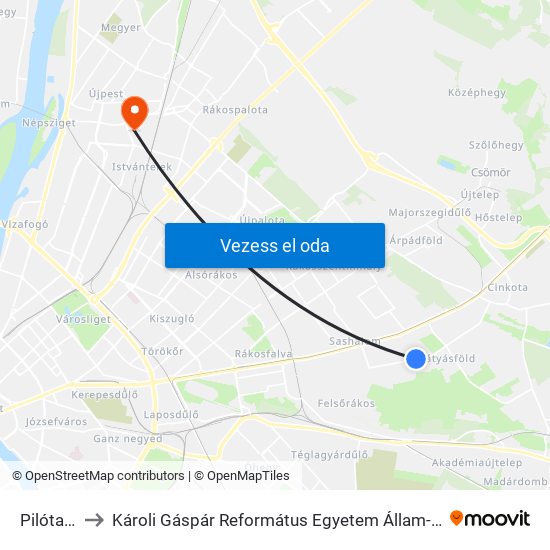 Pilóta Utca to Károli Gáspár Református Egyetem Állam- És Jogtudományi Kar map