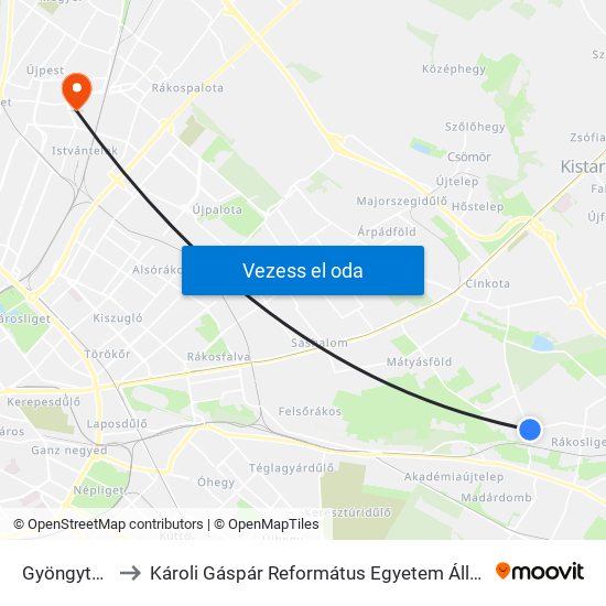 Gyöngytyúk Utca to Károli Gáspár Református Egyetem Állam- És Jogtudományi Kar map