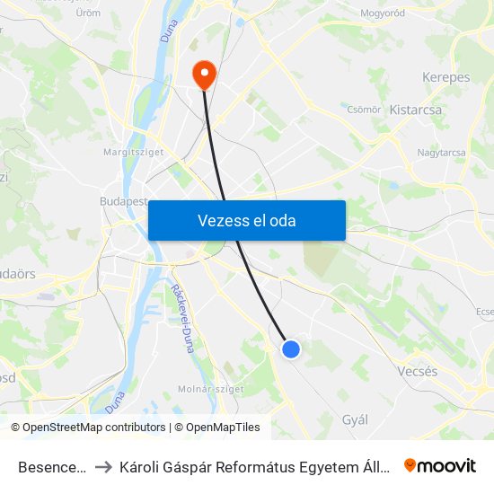 Besence Utca 9. to Károli Gáspár Református Egyetem Állam- És Jogtudományi Kar map