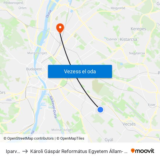 Iparvasút to Károli Gáspár Református Egyetem Állam- És Jogtudományi Kar map