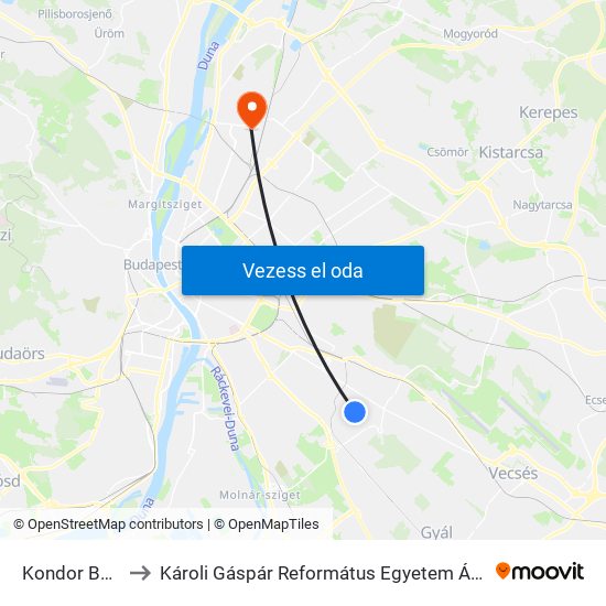 Kondor Béla Sétány to Károli Gáspár Református Egyetem Állam- És Jogtudományi Kar map