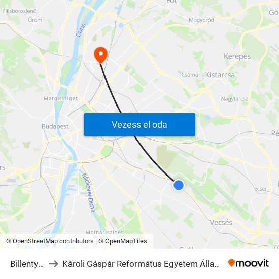 Billentyű Utca to Károli Gáspár Református Egyetem Állam- És Jogtudományi Kar map