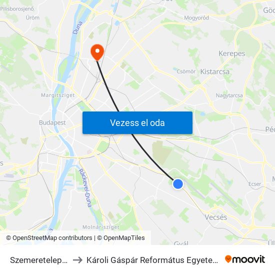 Szemeretelep Vasútállomás to Károli Gáspár Református Egyetem Állam- És Jogtudományi Kar map