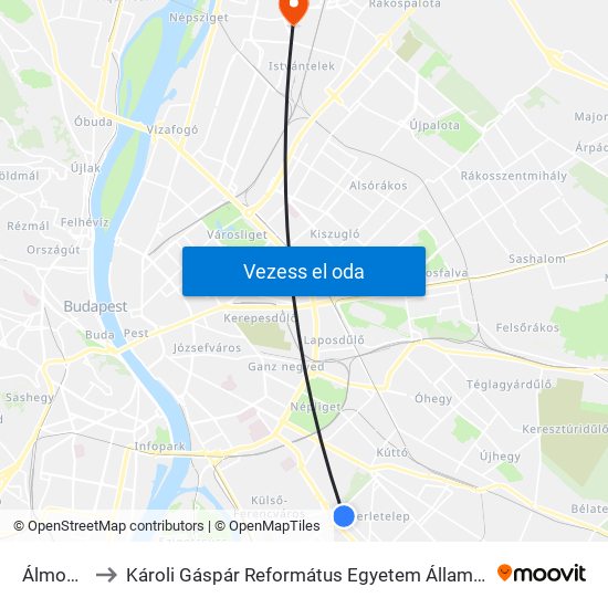 Álmos Utca to Károli Gáspár Református Egyetem Állam- És Jogtudományi Kar map