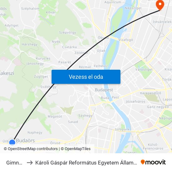 Gimnázium to Károli Gáspár Református Egyetem Állam- És Jogtudományi Kar map