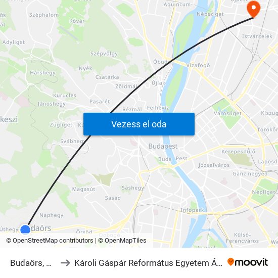 Budaörs, Városháza to Károli Gáspár Református Egyetem Állam- És Jogtudományi Kar map