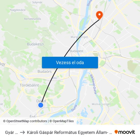 Gyár Utca to Károli Gáspár Református Egyetem Állam- És Jogtudományi Kar map