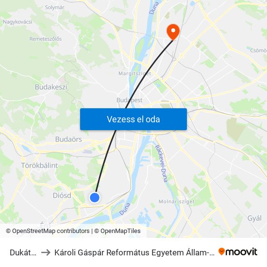 Dukát Utca to Károli Gáspár Református Egyetem Állam- És Jogtudományi Kar map