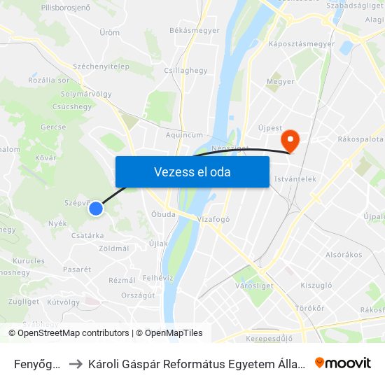 Fenyőgyöngye to Károli Gáspár Református Egyetem Állam- És Jogtudományi Kar map