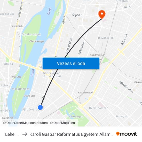 Lehel Tér M to Károli Gáspár Református Egyetem Állam- És Jogtudományi Kar map