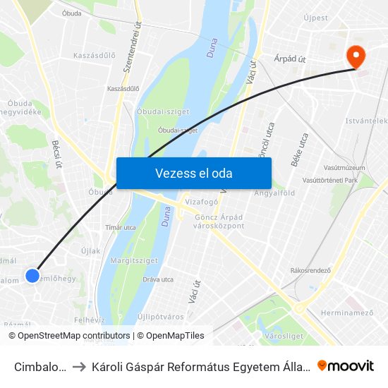 Cimbalom Utca to Károli Gáspár Református Egyetem Állam- És Jogtudományi Kar map