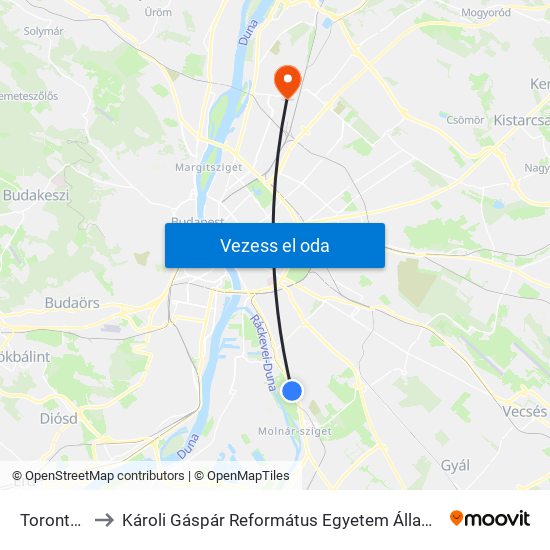 Torontál Utca to Károli Gáspár Református Egyetem Állam- És Jogtudományi Kar map