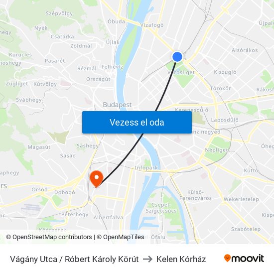 Vágány Utca / Róbert Károly Körút to Kelen Kórház map