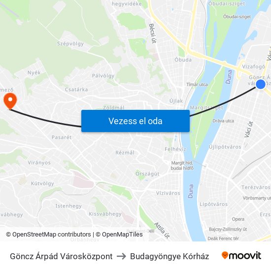 Göncz Árpád Városközpont to Budagyöngye Kórház map