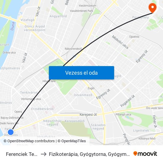 Ferenciek Tere M to Fizikoterápia, Gyógytorna, Gyógymasszázs map