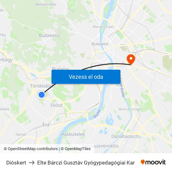 Dióskert to Elte Bárczi Gusztáv Gyógypedagógiai Kar map