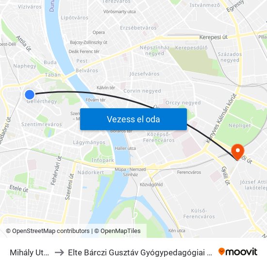 Mihály Utca to Elte Bárczi Gusztáv Gyógypedagógiai Kar map