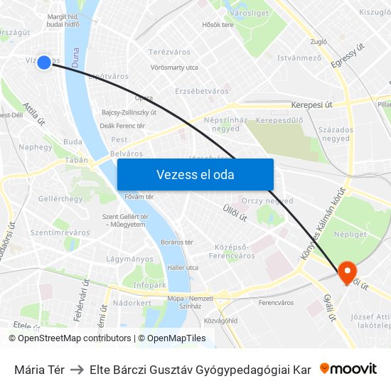 Mária Tér to Elte Bárczi Gusztáv Gyógypedagógiai Kar map