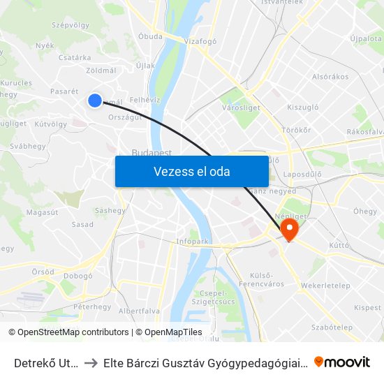 Detrekő Utca to Elte Bárczi Gusztáv Gyógypedagógiai Kar map
