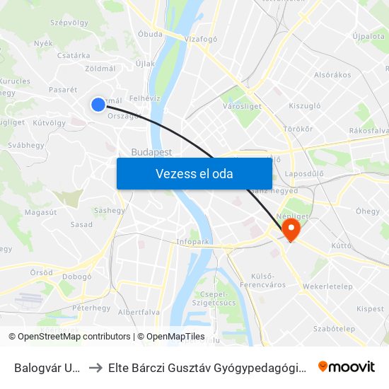Balogvár Utca to Elte Bárczi Gusztáv Gyógypedagógiai Kar map