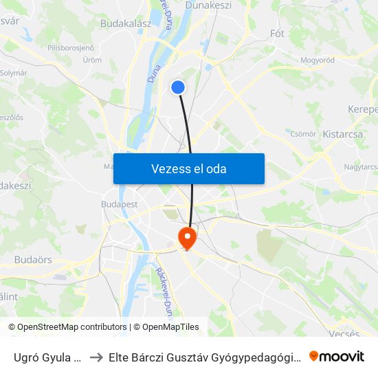 Ugró Gyula Sor to Elte Bárczi Gusztáv Gyógypedagógiai Kar map