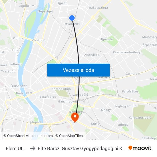 Elem Utca to Elte Bárczi Gusztáv Gyógypedagógiai Kar map